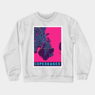 Copenhagen Neon City Map, Copenhagen Minimalist City Map Art Print Crewneck Sweatshirt